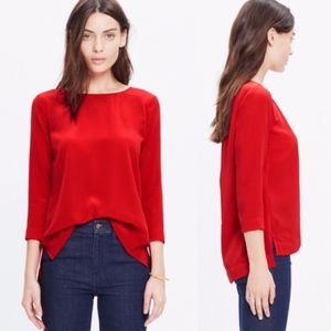 Madewell Silk Retrospect Top in Enamel Red